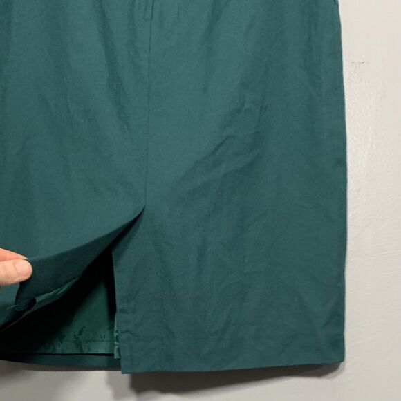 Vintage Fits Size Small Green Midi Straight Skirt Classic High Waist Academia - Picture 5 of 6